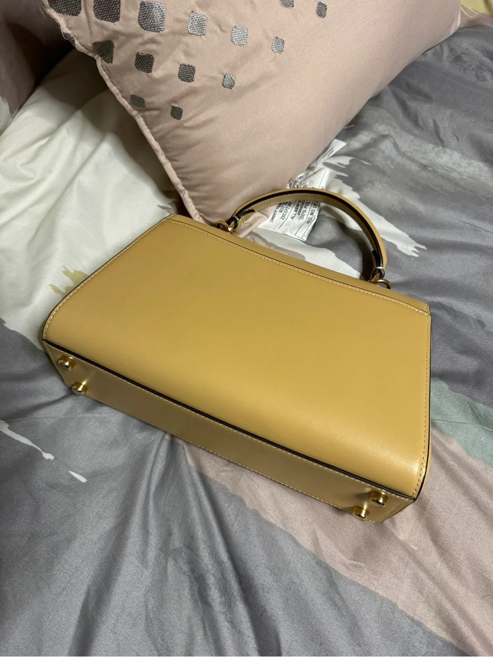Coach Eliza Pebbled Leather Top-Handle Satchel in Tan
